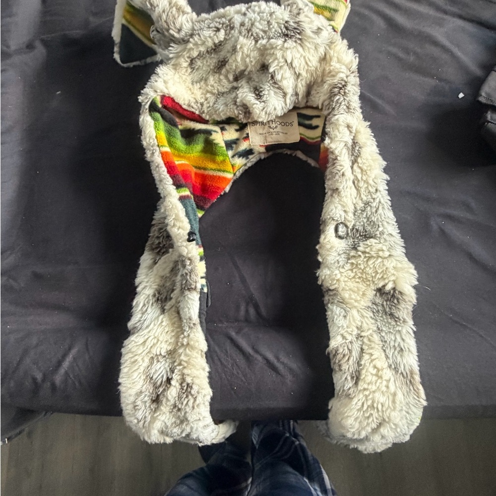Faux Fur Animal Hat with Multicolor Lining